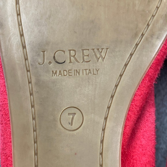 J.Crew Ballet Flats Women 7 Pink Red Suede Made in Italy 46198 Round Toe Classic - Picture 6 of 7